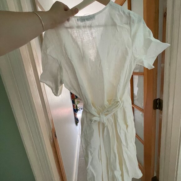 Custom make White Linen Wrap Dress - Picture 3 of 6